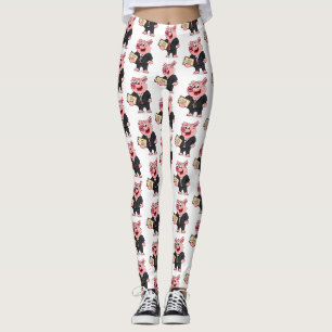 Funny pig in business suit cartoon leggings