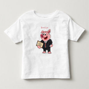 Funny pig in business suit cartoon toddler t-shirt