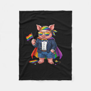 Funny Pig Lgbt Rainbow Lesbian Gay Pride Women Men Fleece Blanket