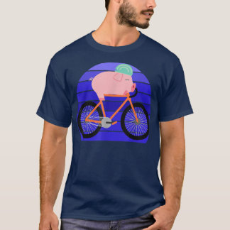 Funny Pig Lover Riding Bike Novelty Animal Birthda T-Shirt