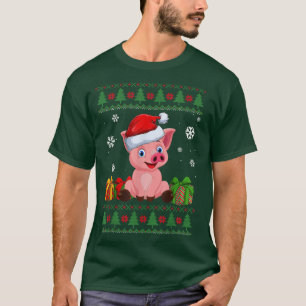 Funny Pig lovers Cute Pig Santa Hat Ugly Christmas T-Shirt