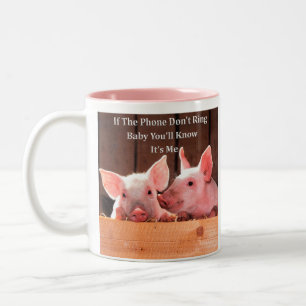 Funny Pig Memes with funny pig sayings and quotes Two-Tone Coffee Mug