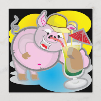 Funny pig party invitation