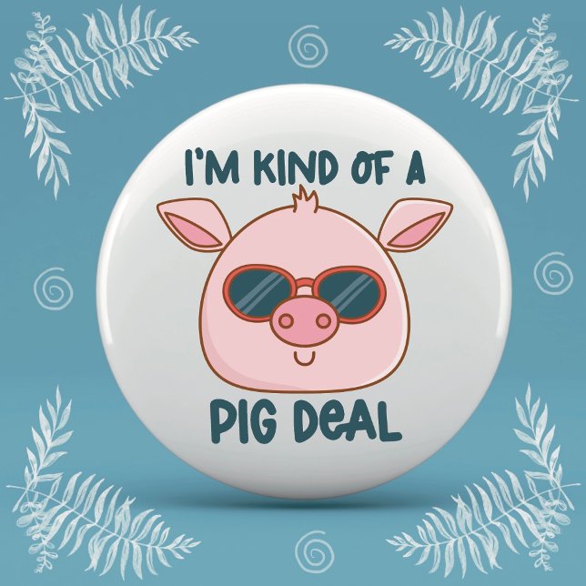 Funny Pig Pun  3 Inch Round Button (Creator Uploaded)