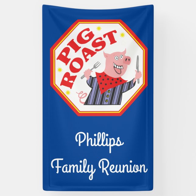 Funny Pig Roast Family Reunion Banner (Vertical)
