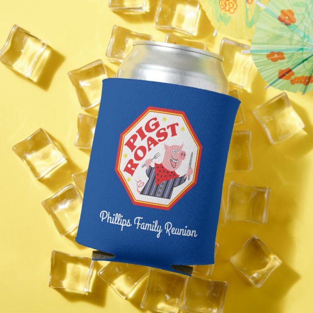 Funny Pig Roast Family Reunion Can Cooler (In Situ Summer)