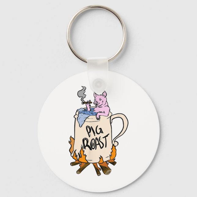 Funny Pig Roast In A Beer Stein Gift  Keychain (Front)