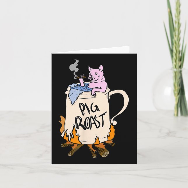Funny Pig Spit Roast Bbq Party Grill Master Gift  Card (Front)