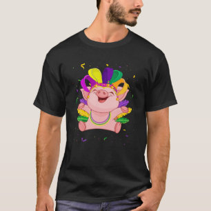 Funny Pig Wear Jester Hat Mask T-Shirt