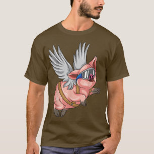 Funny Pig With Wings Flying Pig Owners Pig Lovers  T-Shirt