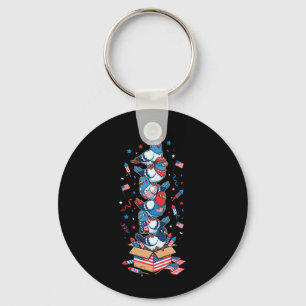 Funny Pigeon Aamerican Usa Flag Memorial Day 4th Keychain