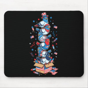 Funny Pigeon Aamerican Usa Flag Memorial Day 4th Mouse Pad
