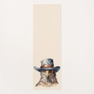 Funny pigeon wearing a cowboy hat, watercolor yoga mat