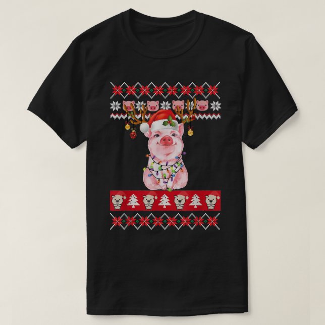 Funny Pigmas Pig Lover Ugly Christmas Sweater Girl (Design Front)