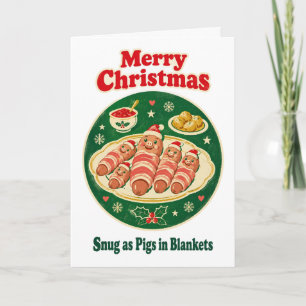 Funny Pigs in Blankets Christmas Snug and Cosy Card