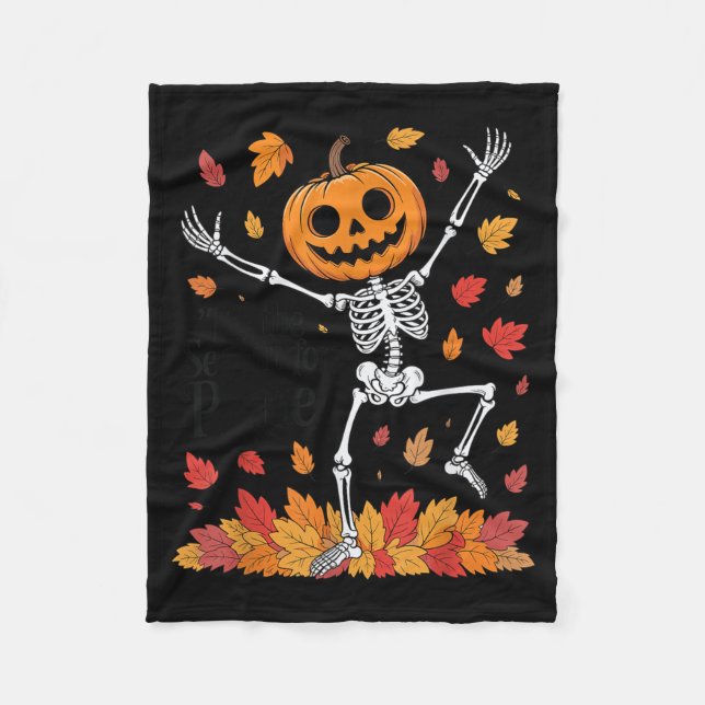 Funny Pilates Skeleton Pumpkin Yoga Halloween Fall Fleece Blanket (Front)