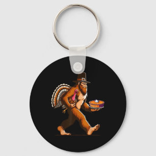 Funny Pilgrim Sasquatch Yeti And Pumpkin Pie Thank Keychain