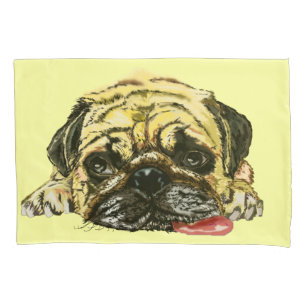 Funny Pillow Case with Pug Dog - Custom Colours