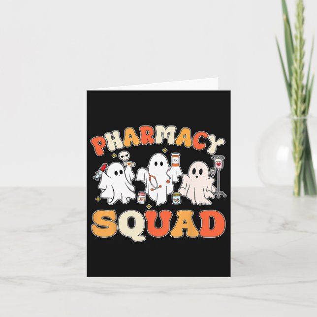 Funny Pills Pharmacy Pharmacist Squad Cute Hallowe Card (Front)