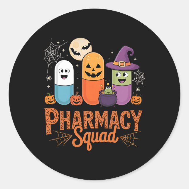 Funny Pills Pharmacy Pharmacist Squad Cute Hallowe Classic Round Sticker (Front)
