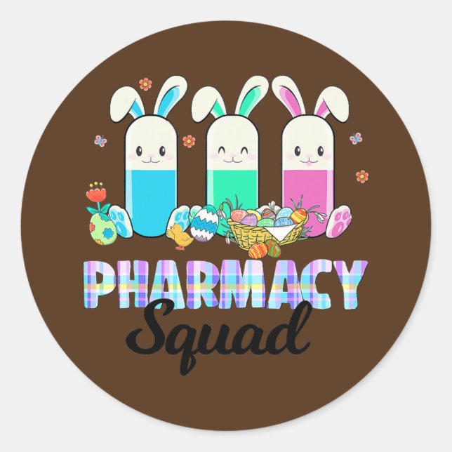 Funny Pills Pharmacy Squad Pharmacist Life Easter Classic Round Sticker (Front)