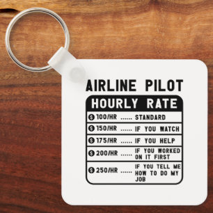 Funny Pilot Hourly Rate Aviation Keychain