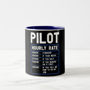 Funny Pilot Hourly Rate   Two-Tone Coffee Mug