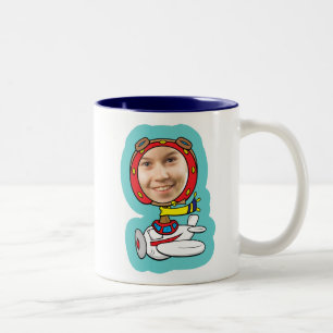 Funny Pilot Photo Face Template Two-Tone Coffee Mug