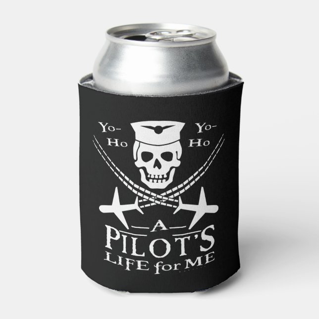 Funny Pilot Skull Airplanes Pirate Humour | Custom Can Cooler (Can Front)