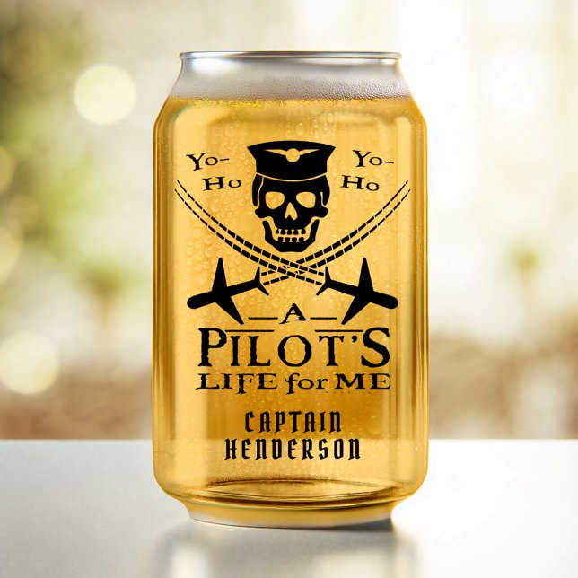 Funny Pilot Skull Airplanes Pirate Humour | Custom Can Glass (Creator Uploaded)