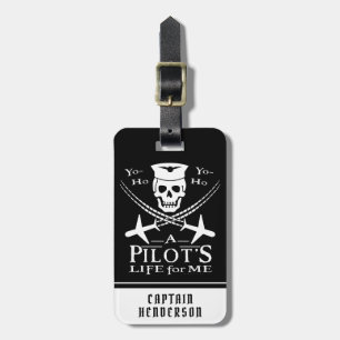 Funny Pilot Skull Airplanes Pirate Humour   Custom Luggage Tag