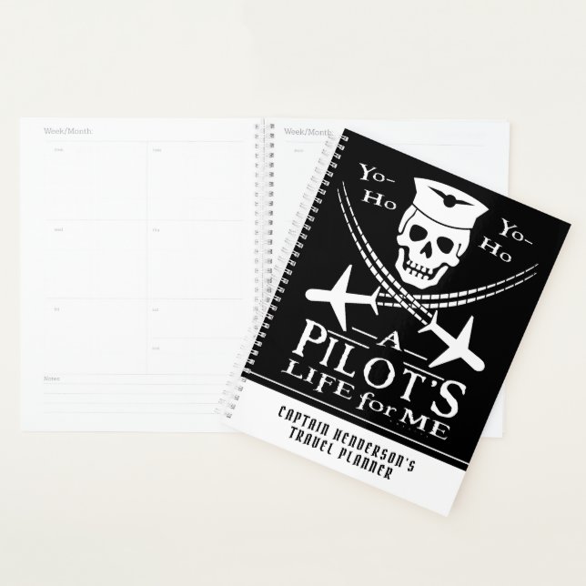 Funny Pilot Skull Airplanes Pirate Humour | Custom Planner (Display)