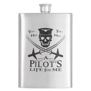 Funny Pilot Skull Cross Airplanes Pirate Humour Hip Flask