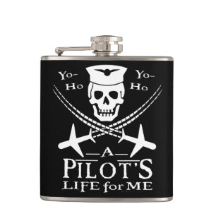 Funny Pilot Skull Cross Airplanes Pirate Humour Hip Flask