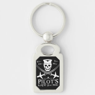Funny Pilot Skull Cross Airplanes Pirate Humour Keychain