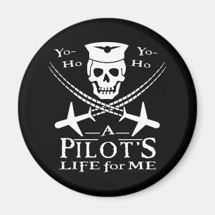 Funny Pilot Skull Cross Airplanes Pirate Humour Magnet