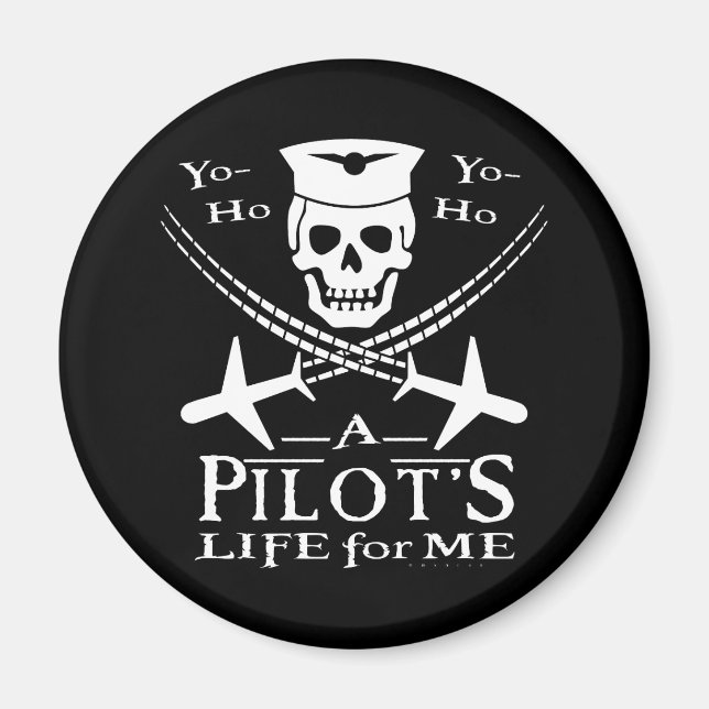 Funny Pilot Skull Cross Airplanes Pirate Humour Magnet (Front)
