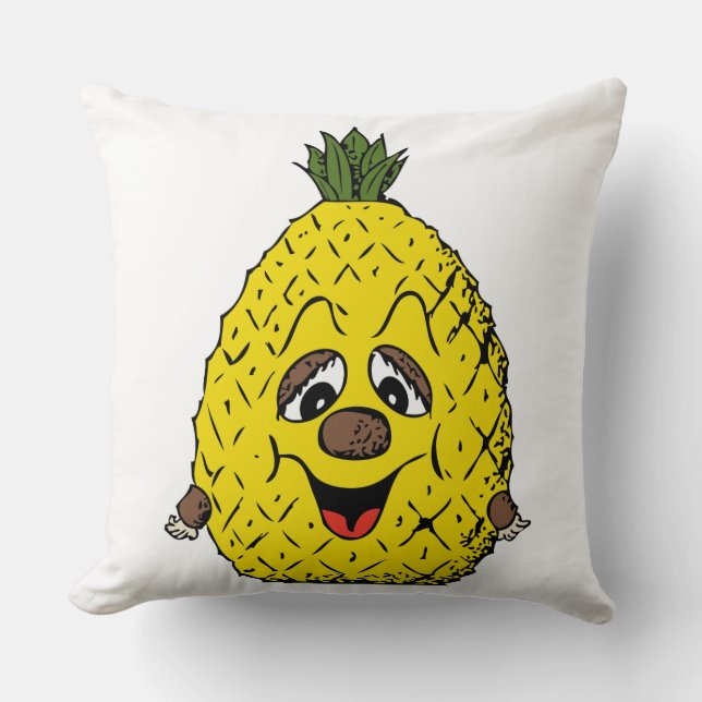 Funny Pineapple Cartoon Face Foodie, ZSSG Throw Pillow (Front)