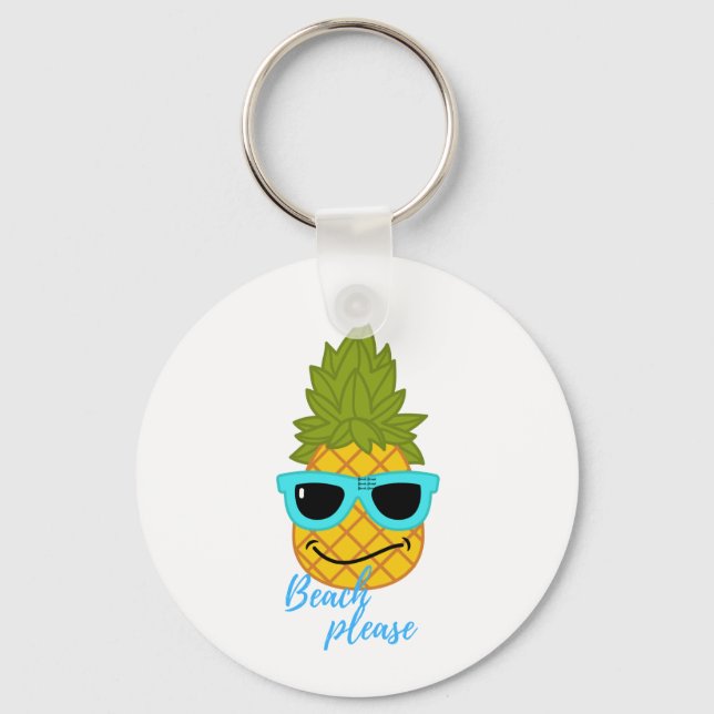 Funny Pineapple Chilling With Summer Sunglasses    Keychain (Front)