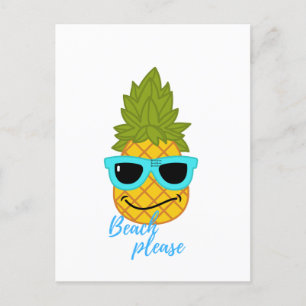 Funny Pineapple Chilling With Summer Sunglasses   Postcard