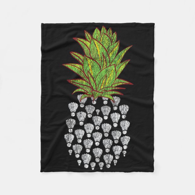 Funny Pineapple Distressed Design Badminton Sport  Fleece Blanket (Front)