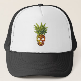 Funny Pineapple Fruit Skull Trucker Hat