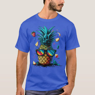 Funny Pineapple Gift Retro Vintage Funny Beach Sum T-Shirt