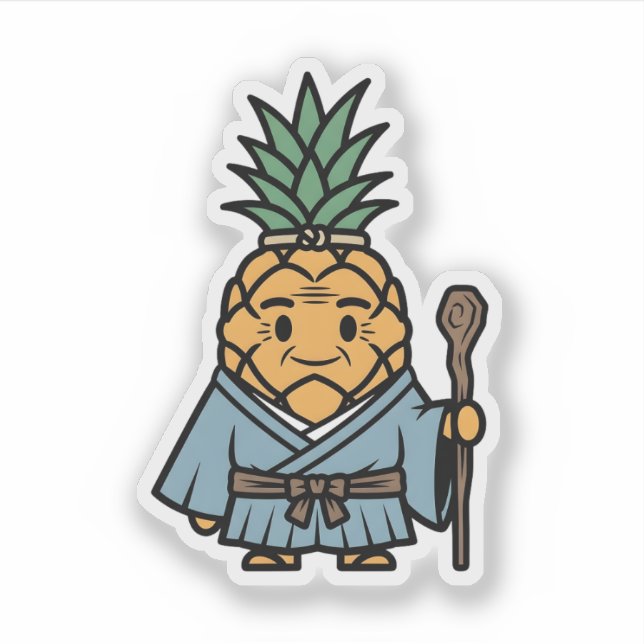 Funny Pineapple Sensei Master Samurai Illustration (Front)