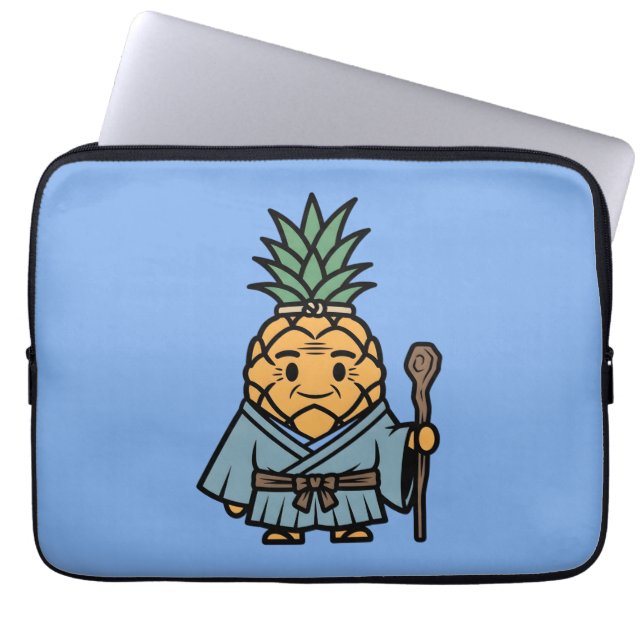 Funny Pineapple Sensei Master Samurai Illustration Laptop Sleeve (Front)