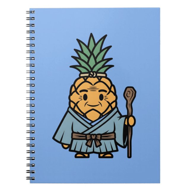Funny Pineapple Sensei Master Samurai Illustration Notebook (Front)