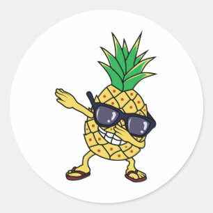 Funny Pineapple Shirt Dabbing Hawaii Aloha Summer  Classic Round Sticker