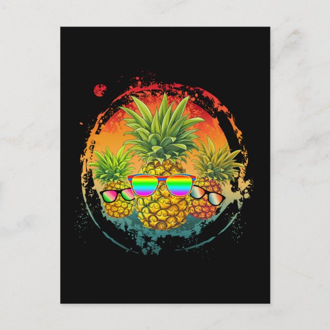 Funny Pineapple Summer Vibes Postcard (Front)