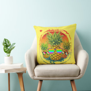 Funny Pineapple Summer Vibes Throw Pillow