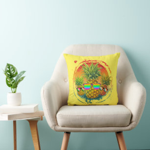 Funny Pineapple Summer Vibes Throw Pillow